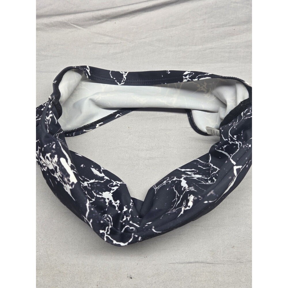 Black and white marble print strapless bandeau bikini top Large - Picture 5 of 7
